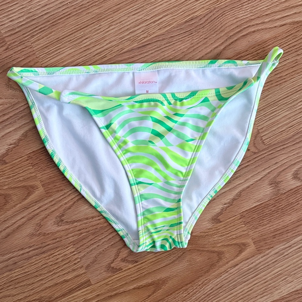 Vibrant Green and White Bikini Bottom